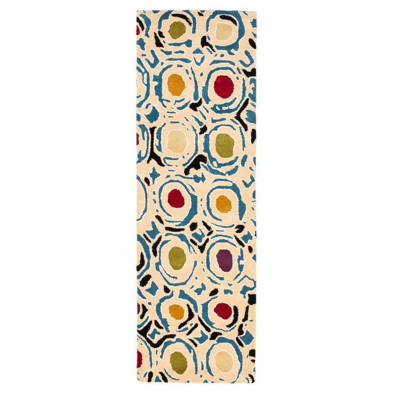 2'2"x8' Runner Swirl Loomed Rug Ivory/Black - Safavieh