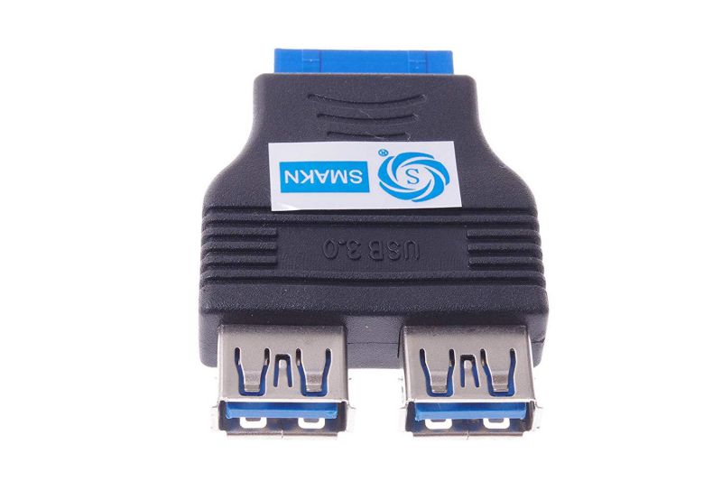 SMAKNA 2 Ports USB 3.0 Female to Motherboard 20pin Housing Extension Adapter