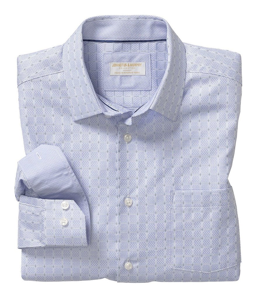 Johnston & Murphy Collection Textured Windowpane Long-Sleeve Woven Shirt
