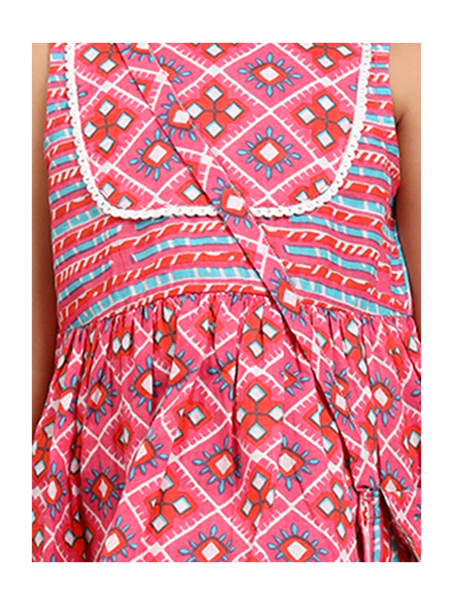 Budding Bees Girls Pink Printed Top, Sharara with Sling Bag