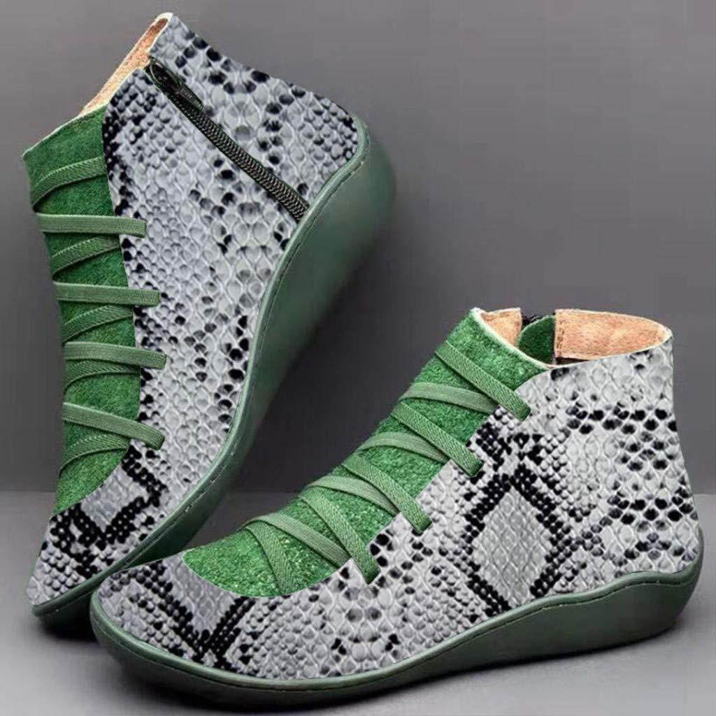 ? Futurelove ? 2019-2020 New Arch Support Boots, Ankle Boots with Concealed Orthotic Arch Support Women's Autumn and Winter Casual Short Boots Soft Comfortable Snake Flats Heel Boots