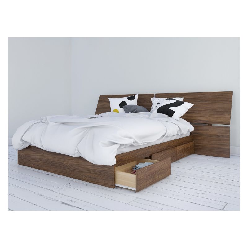 Alibi Storage Bed and Headboard Set Queen Walnut - Nexera