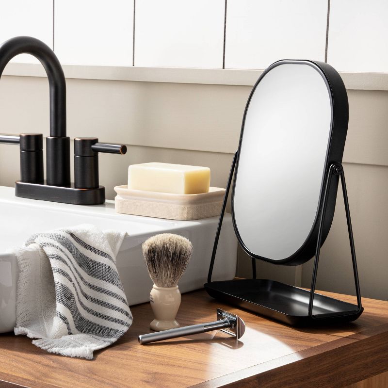 Metal Vanity Flip Mirror with Tray Black - Hearth & Hand™ with Magnolia