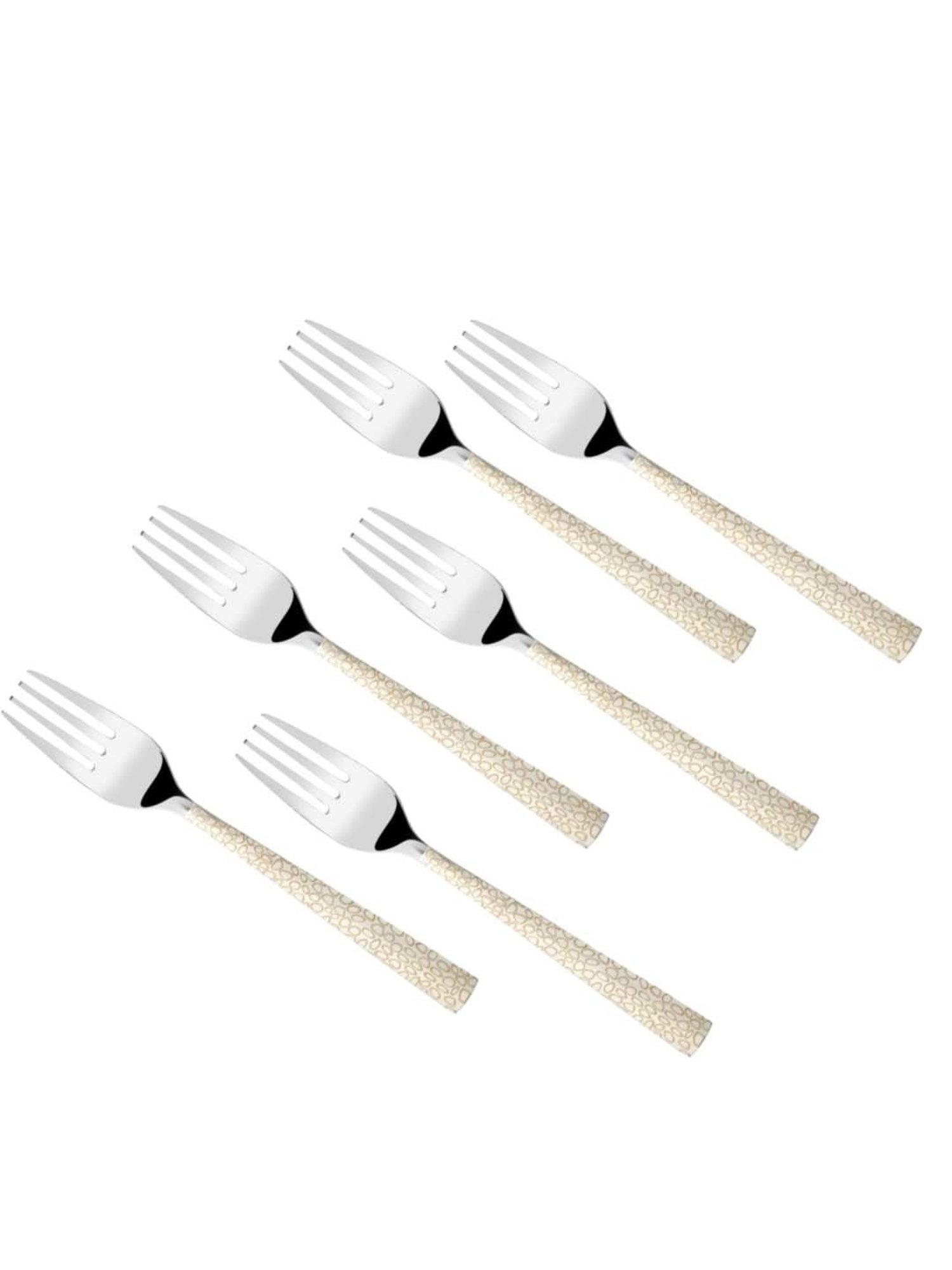 FnS Pebble Silver Stainless Steel Dinner Fork - Set of 6