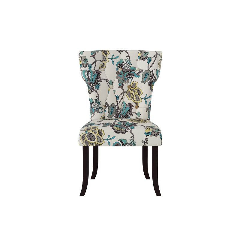 7pc Wray Rectangular Butterfly Leaf Wood Espresso Extendable Dining Table and Chairs Floral Print - Handy Living