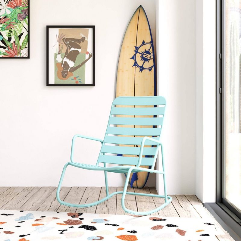 Roberta Outdoor/Indoor Rocking Chair - Aqua Haze - Novogratz