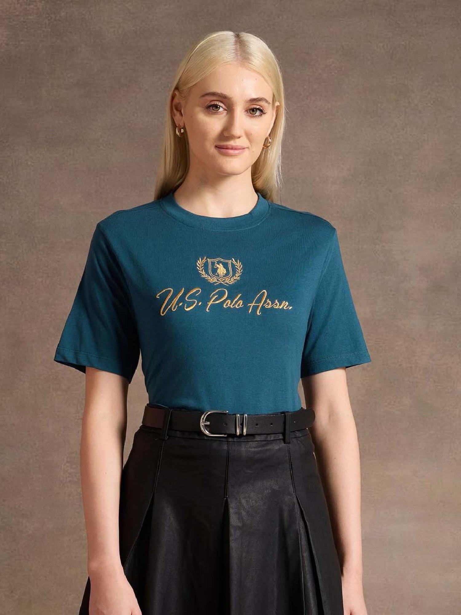 U.S. Polo Assn. Blue Cotton Logo Work T-Shirt