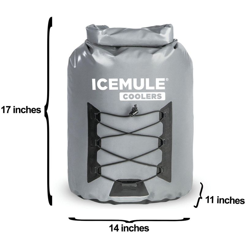IceMule 1014-Grey Pro Large Collapsible Portable Soft Sided Roll Top 23 Liter 18 Can Lightweight Insulated Waterproof Cooler