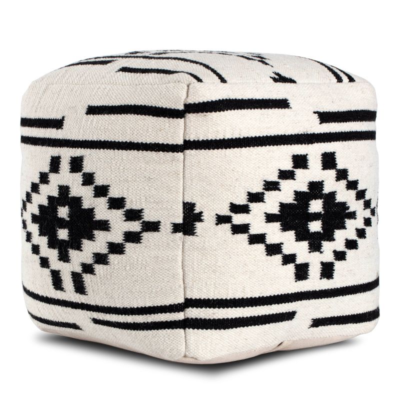 Noir Noor Pouf Black/White Geometric - Anji Mountain