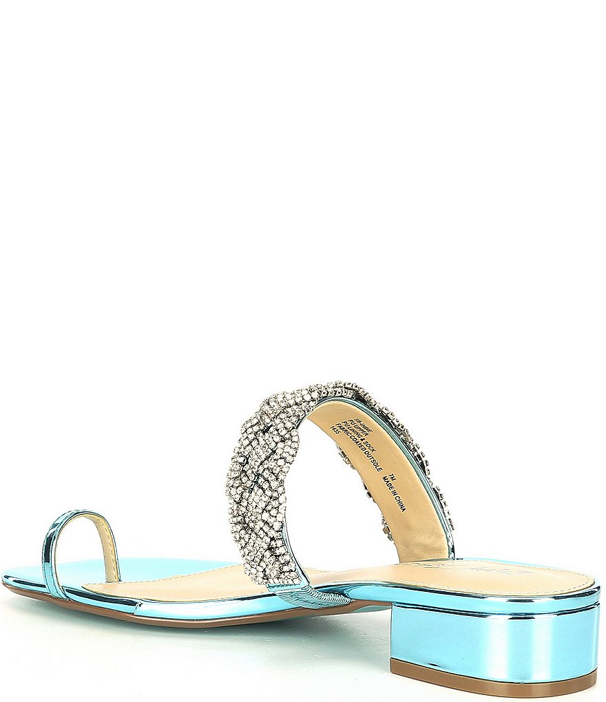 Blue by Betsey Johnson Indie Rhinestone Embellished Toe-Loop Detail Dress Sandals