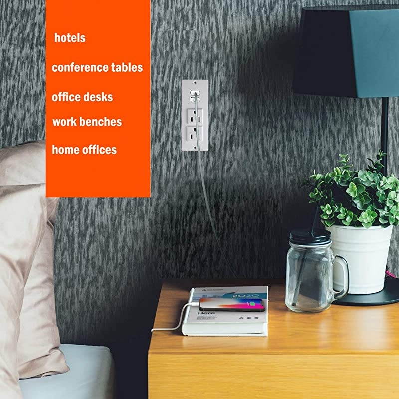 Recessed Power Strip, Recessed Desk Outlet with USB, In Conference Desk Recessed Power Outlets Socket, Desktop Power Grommet with 6.56ft Power Cord