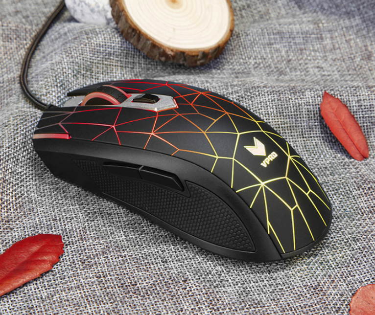 Rapoo V26S  Ergonomic Design,Cool Exterior USB Wired 7000DPI Gaming Mouse, RGB Backlit LED Light, 7 Programmable Buttons  - Diamond Black