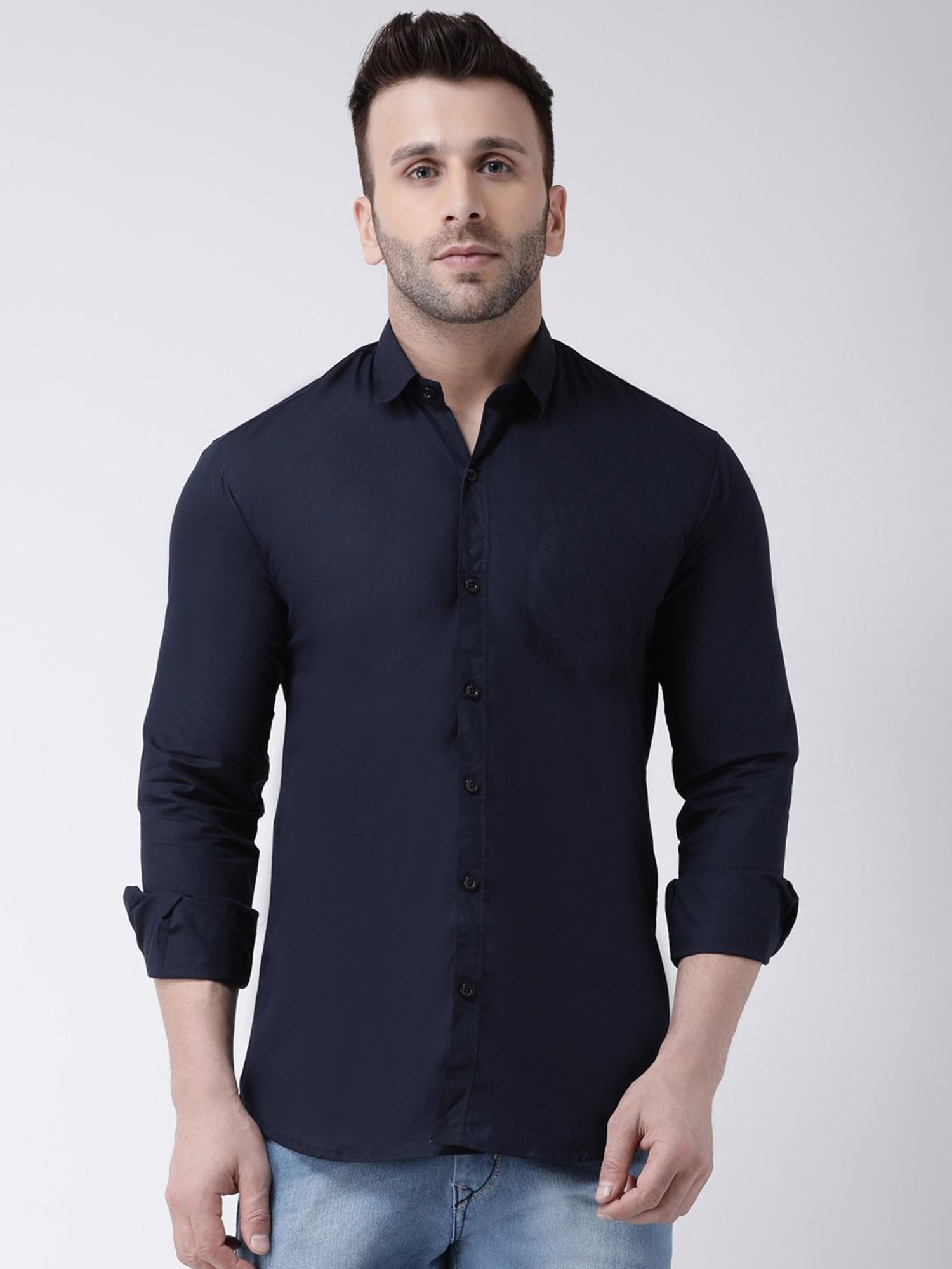 Hangup Plus Navy Slim Fit Pure Cotton Shirt