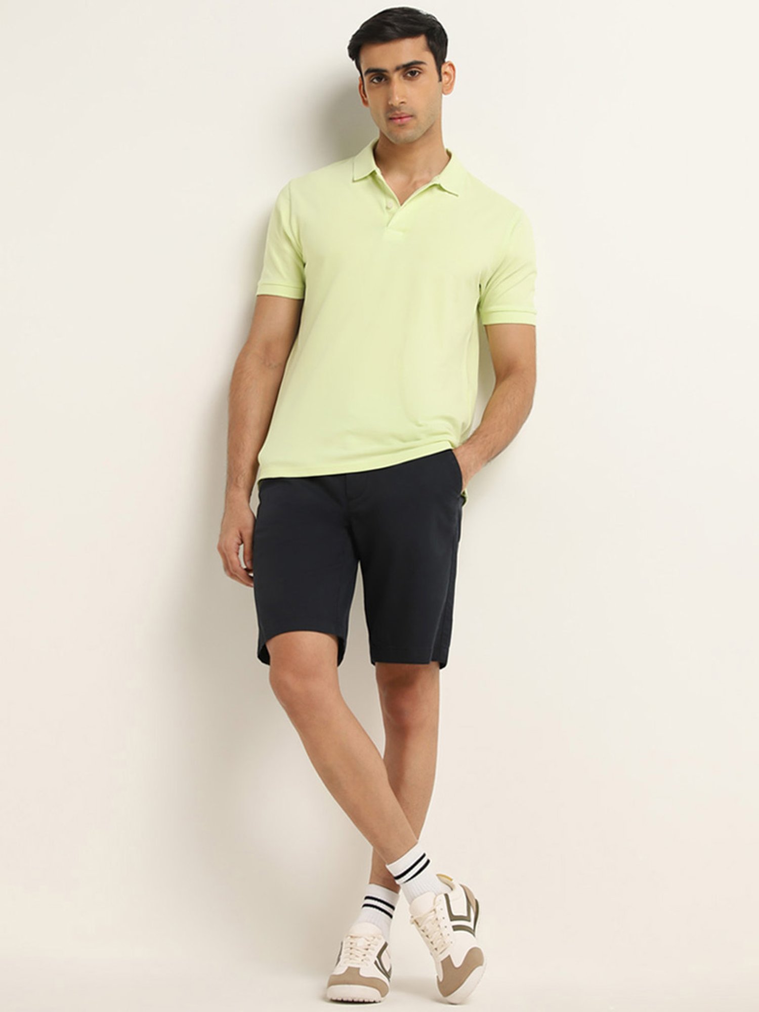 WES Casuals by Westside Lime Solid Slim Fit Polo T-Shirt