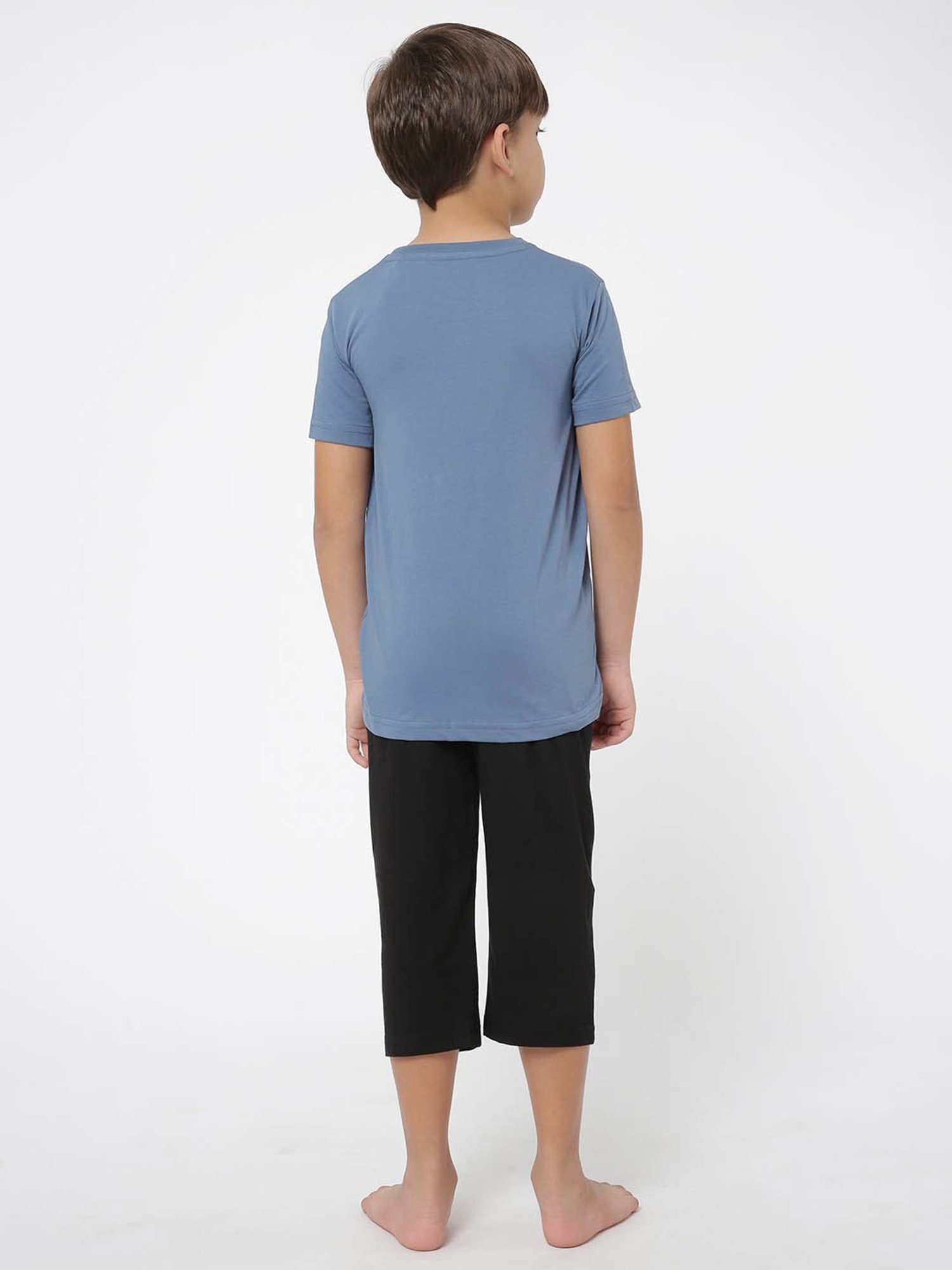 Sweet Dreams Kids Blue & Black Graphic Print T-Shirt with Capri