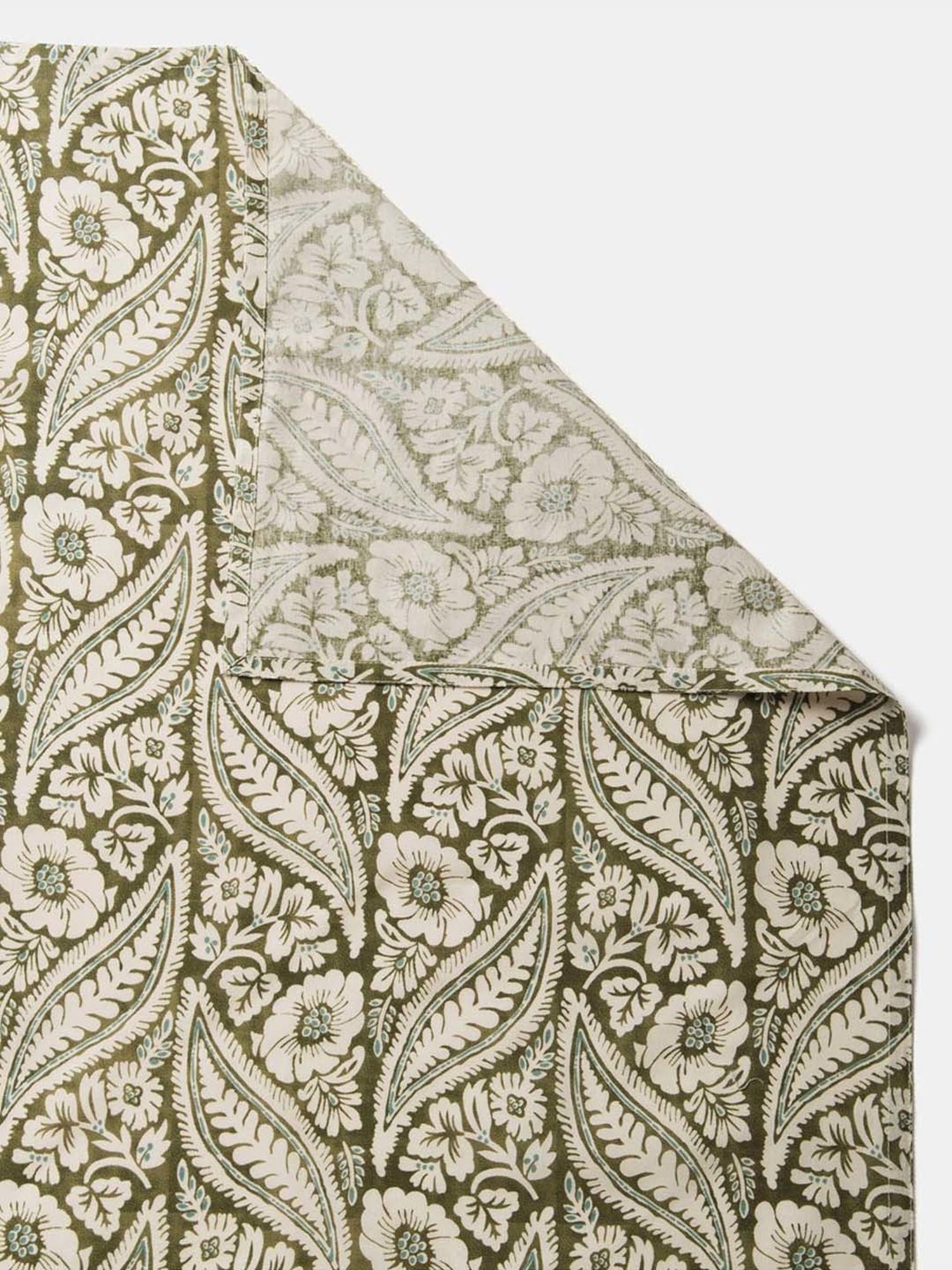 Fabindia Home Standalone Grey Cotton 118 TC Printed Double Bedsheet With 2 Pillow Cover