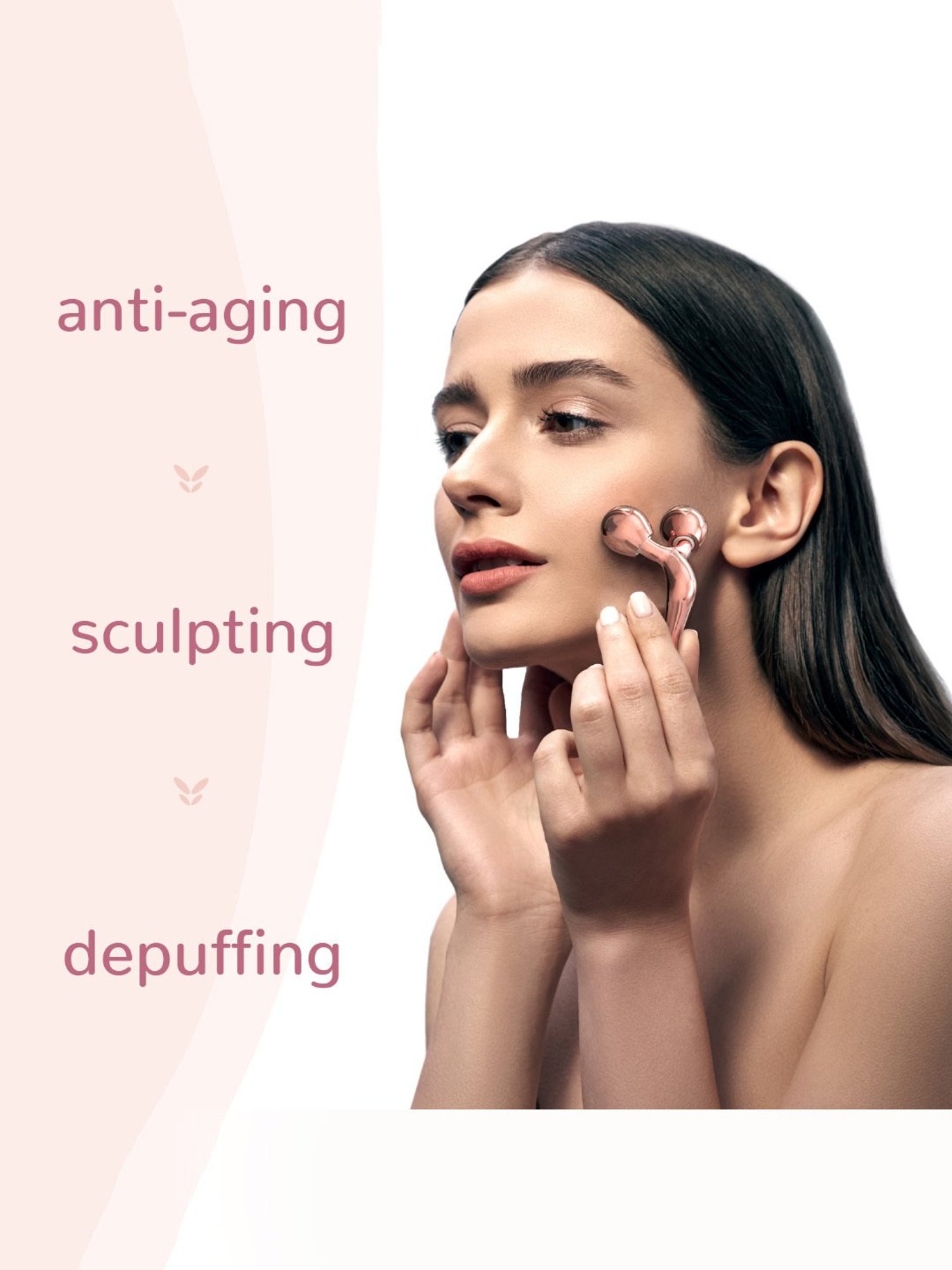 Caresmith Bloom Solid Metal Face Roller, Cooling Face Sculpting for Women (Rose Gold)