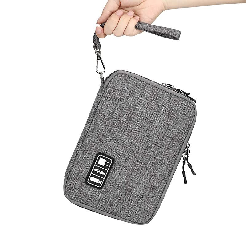 Electronics Organizer  Electronic Accessories Cable Organizer Bag Waterproof Travel Cable Storage Bag for Charging Cable Cellphone Mini Tablet and More Grey Large