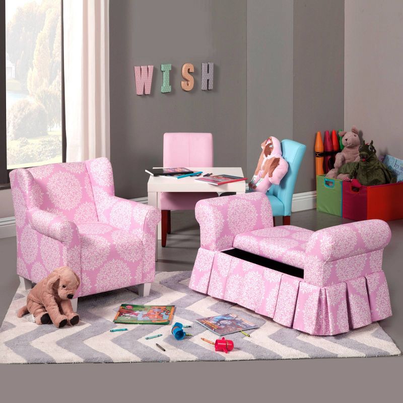 Kids' Medallion Print Chair Pink - HomePop