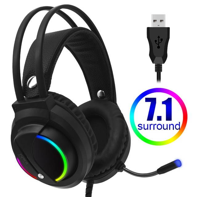USB Game Headset 7.1 Channel Wired Headset With Mic & LED Noise Cancellation For Desktop Computer Games
