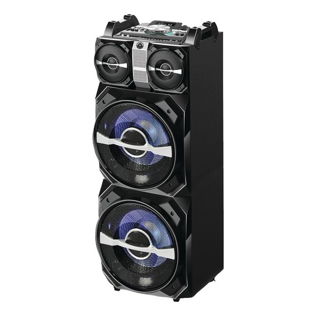 Blackmore BJS-198BT Portable, Amplified, 4way audio entertainment system with dual 12" Subwoofers, Bluetooth Connectivity, Mp3 playback and LED illumination.