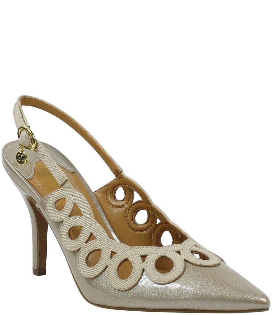 J. Renee Reghina Patent Cut-Out Detail Slingback Pumps