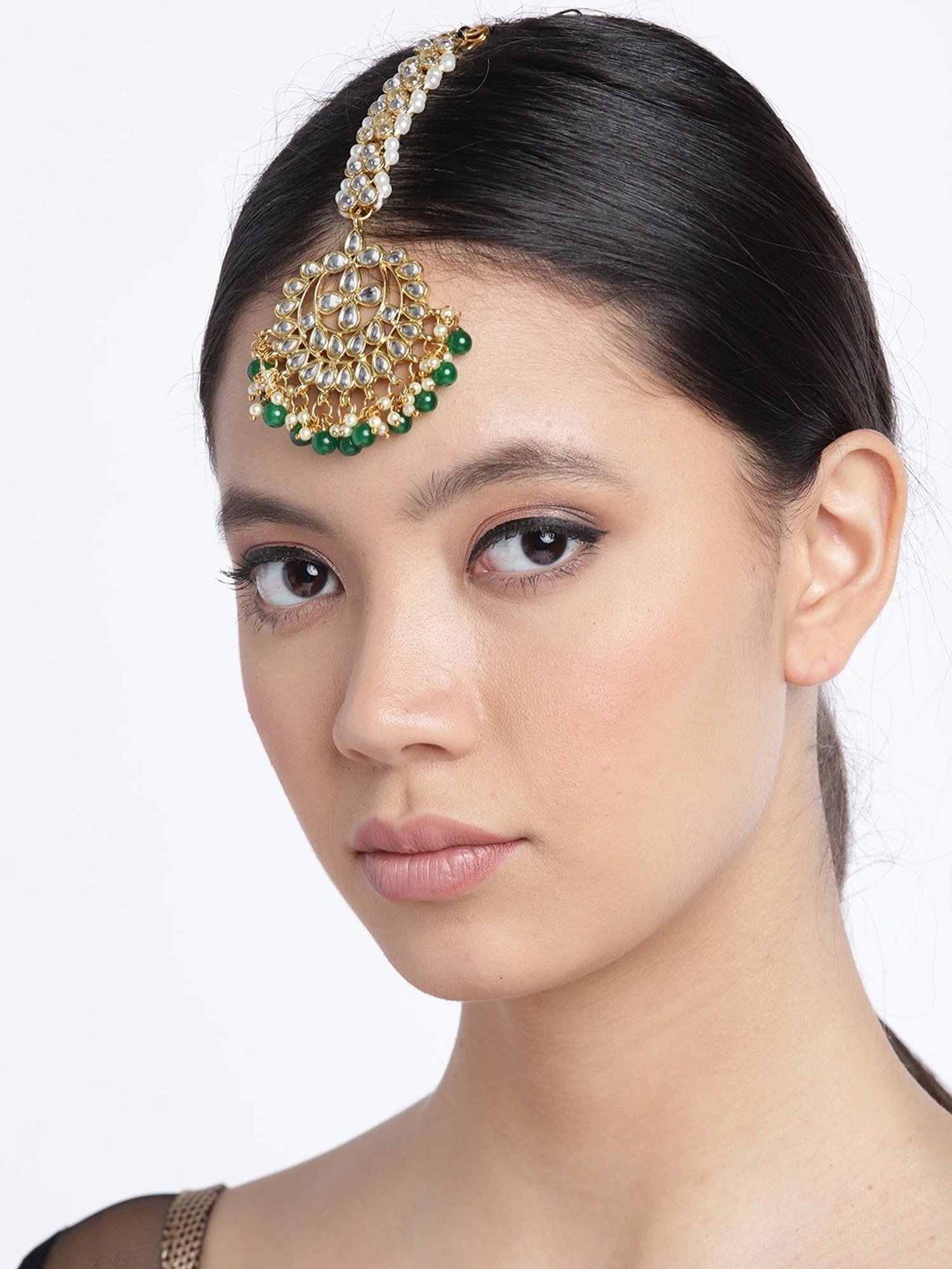 Zaveri Pearls Combo of 3 Gold Tone Kundan Maangtikka-ZPFK13083