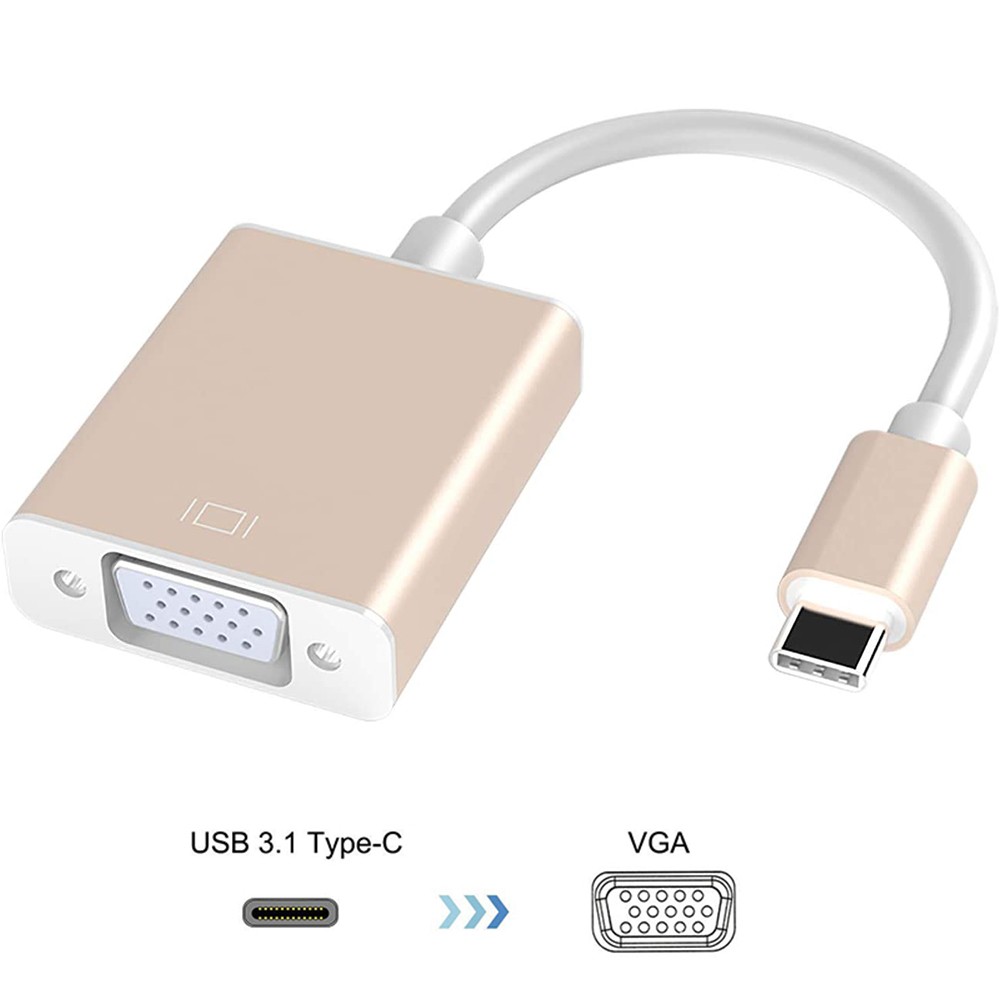 USB C to VGA Adapter, USB-C to VGA Adapter,Type C to VGA Converter, USB 3.1 (USB-C) to VGA Adapter, Compatible with MacBook Pro, New MacBook, MacBook Air 2018, Dell XPS 13/15, Surface Book 2 and More