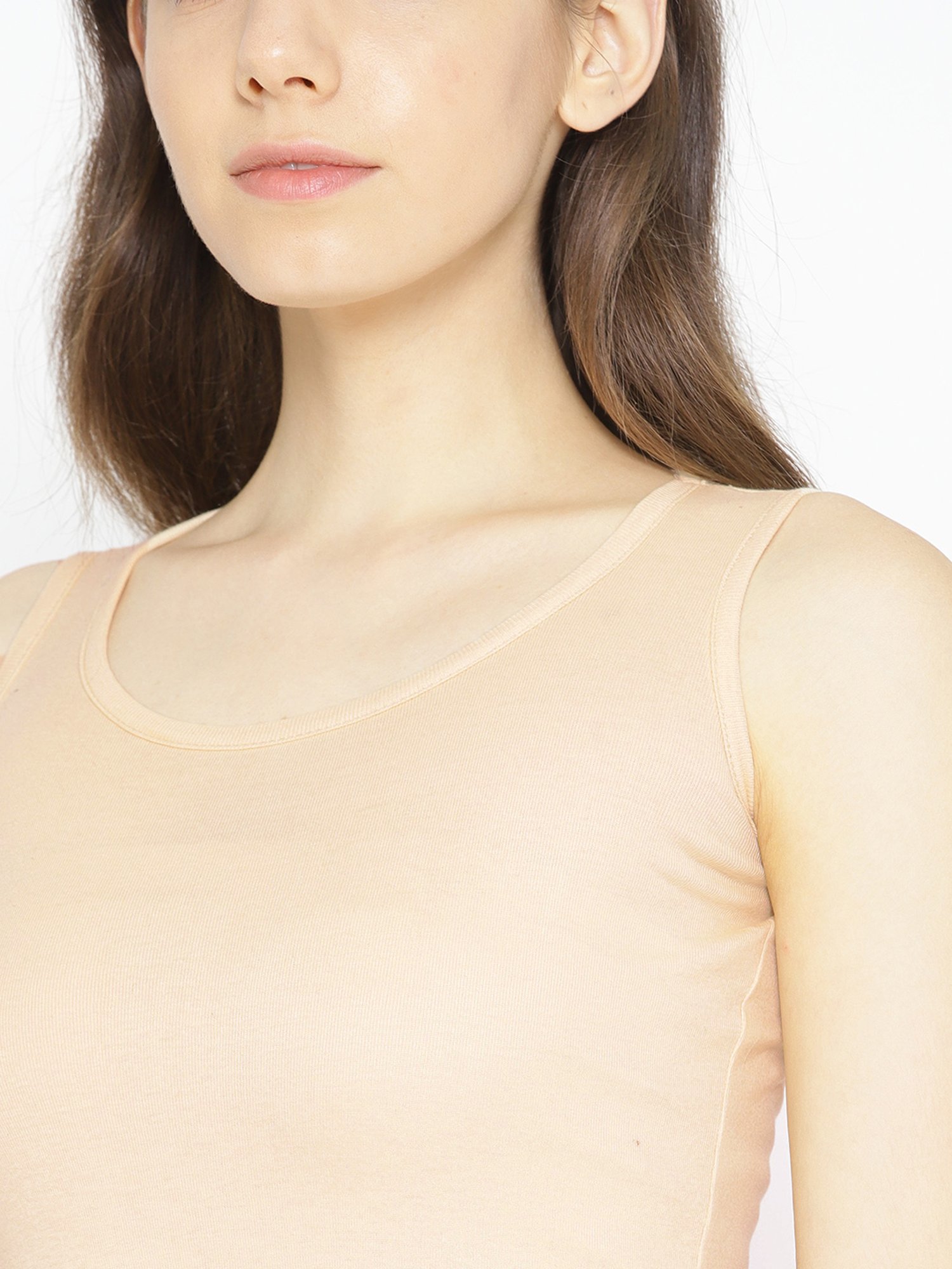 Lady Lyka Beige Cotton Camisole (Pack Of 2)