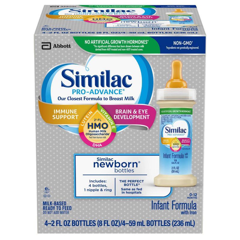 Similac Pro-Advance Non-GMO Infant Formula with Iron Bottles - 4ct/2 fl oz Each