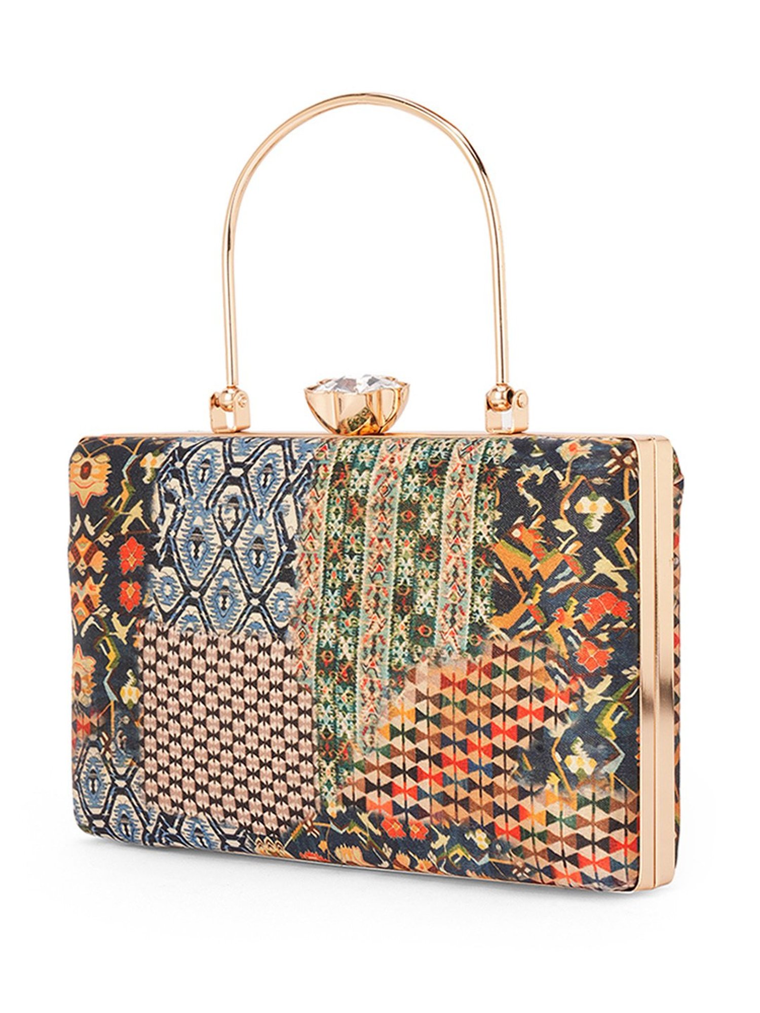 Glo By Globus Multi Ethnic Motifs Printed Party Small Clutch