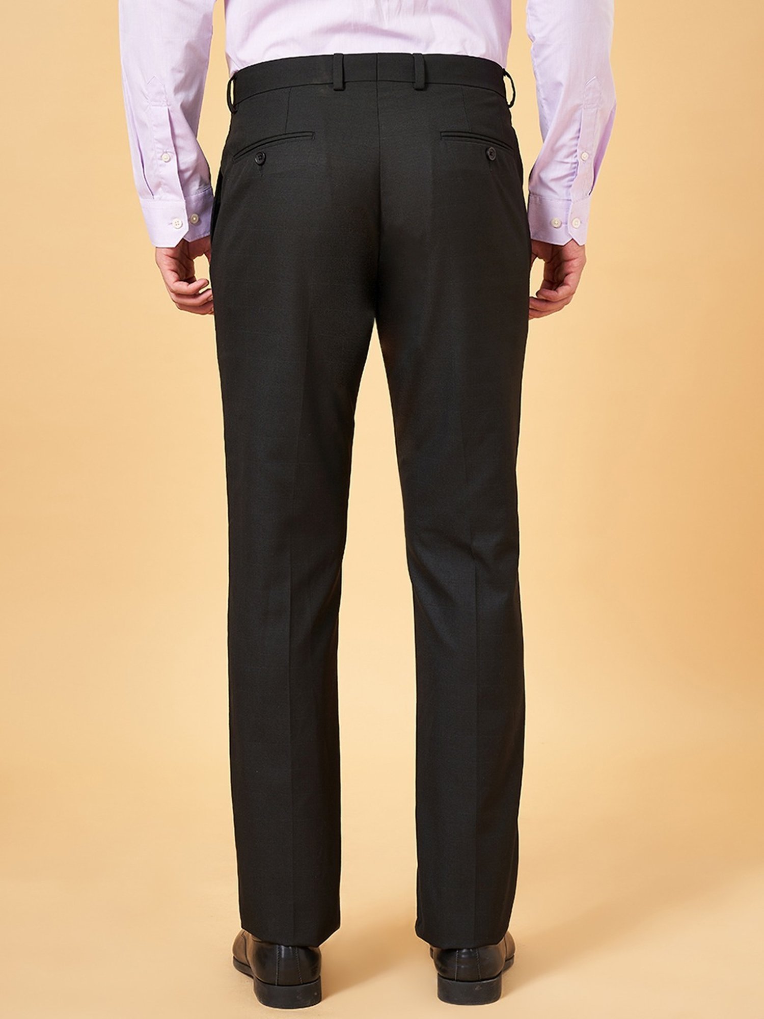 Peregrine By Pantaloons Jet Black Slim Fit Trousers