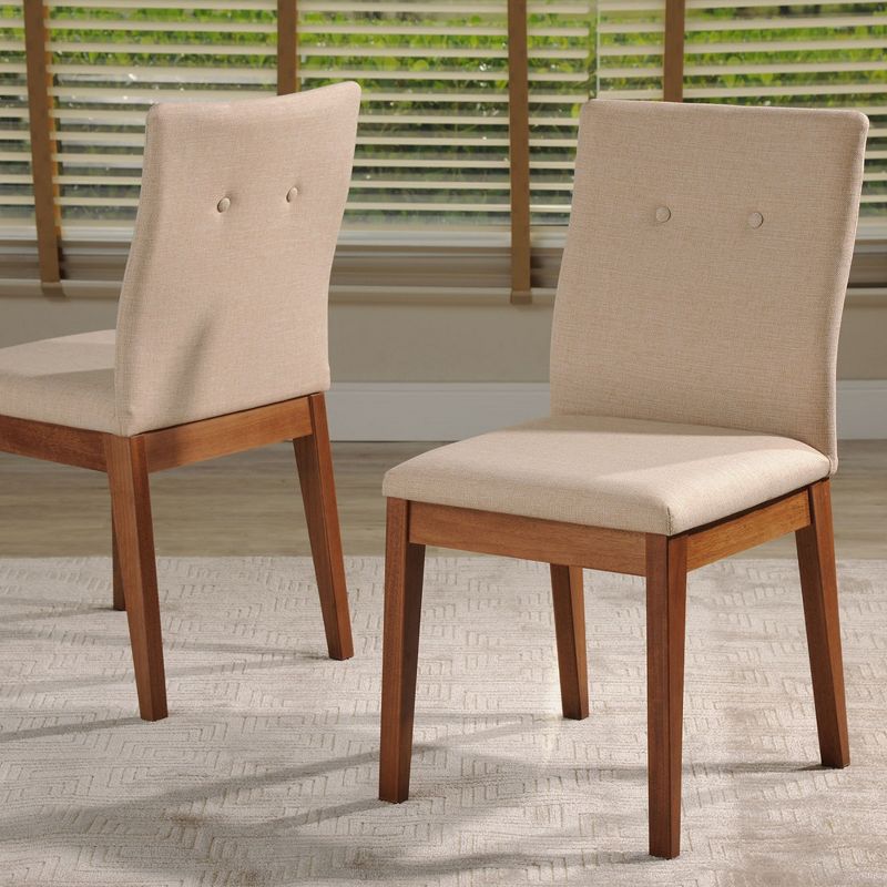 Leroy Dining Chair with Stitched Buttons Dark Beige - Manhattan Comfort