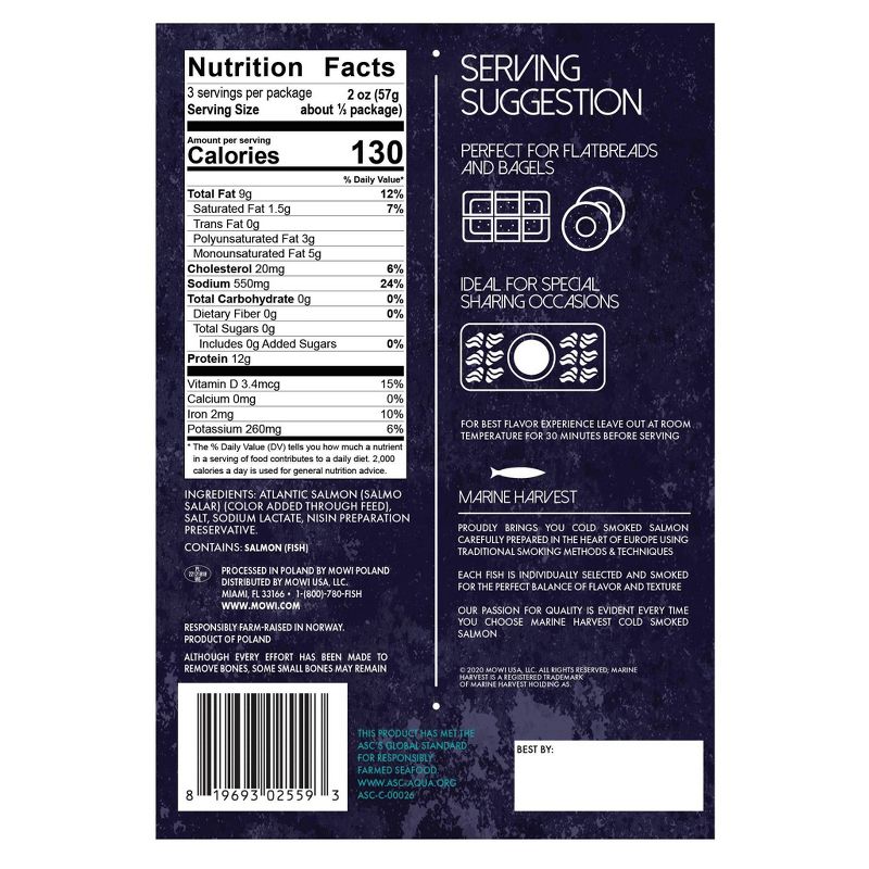 Marine Harvest Norwegian Mojito Flavored Cold Smoked Salmon - 4oz