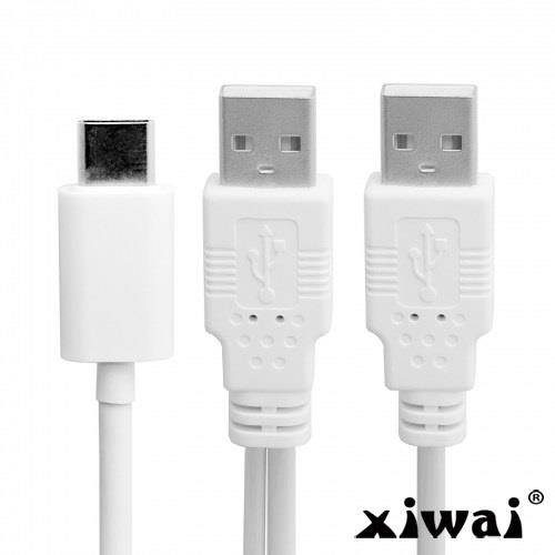 Xiwai USB Type C USB-C to Dual A Male Extra Power Data Y Cable for Cell Phone & Hard Disk