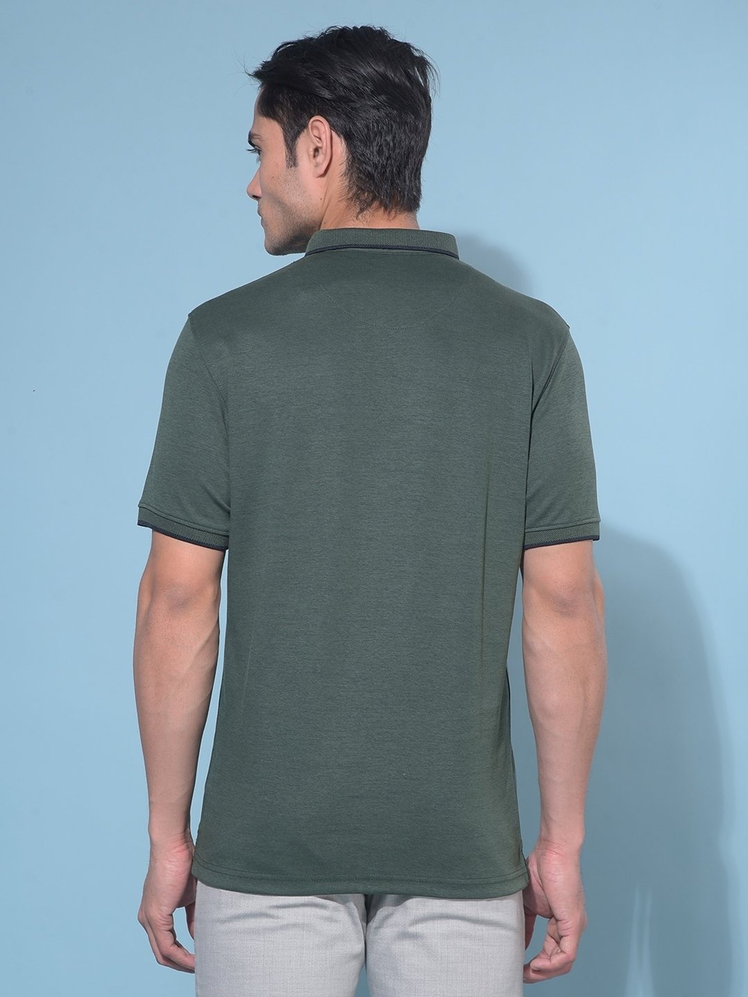 Crimsoune Club Green Cotton Slim Fit Polo T-Shirt