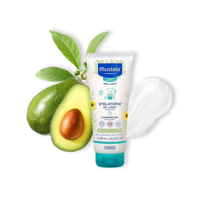 Mustela Stelatopia Fragrance Free Baby Cleansing Gel and Wash for Eczema Prone Skin - 6.76 fl oz