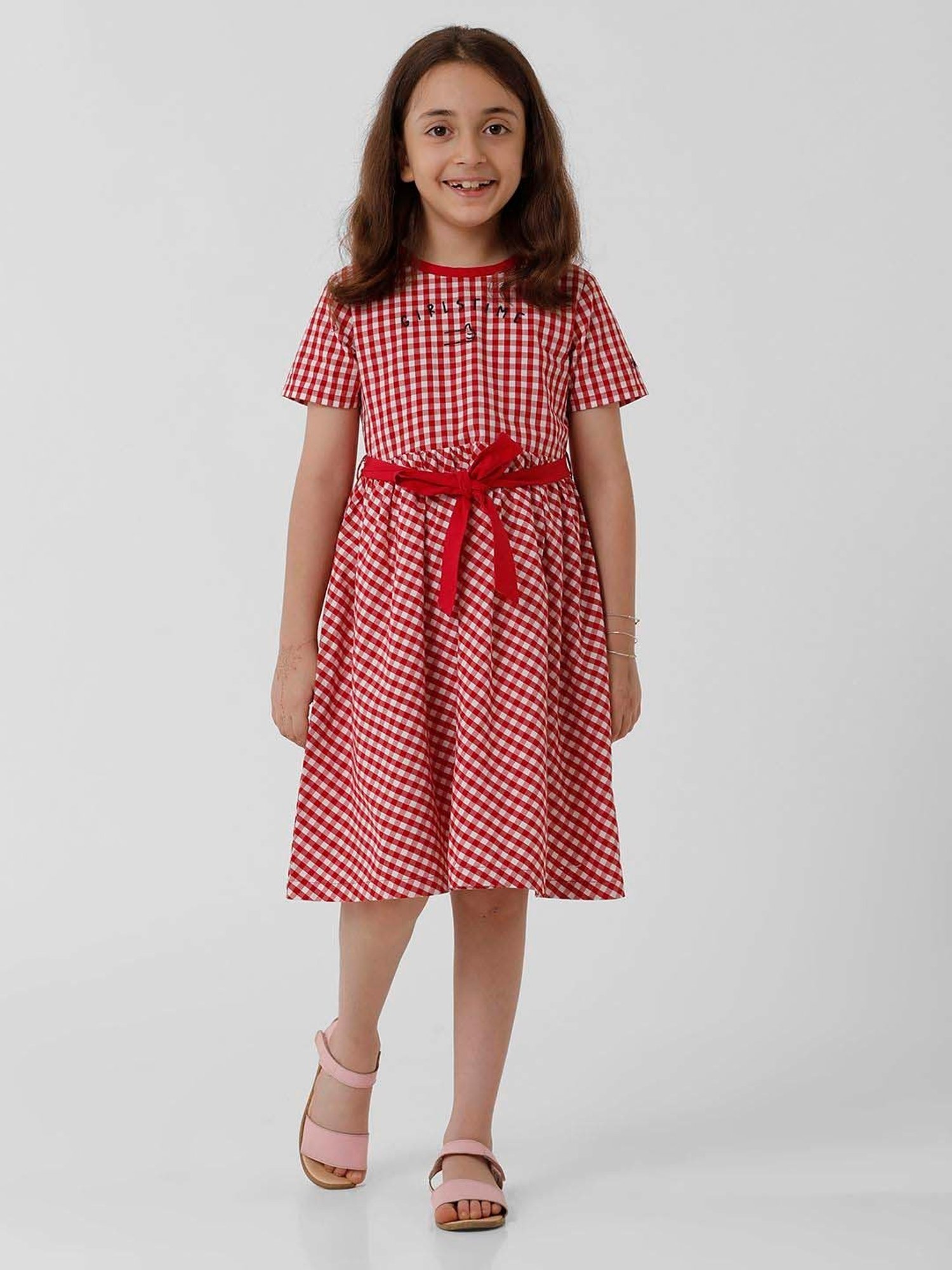 Kate & Oscar Kids Red Cotton Chequered Dress