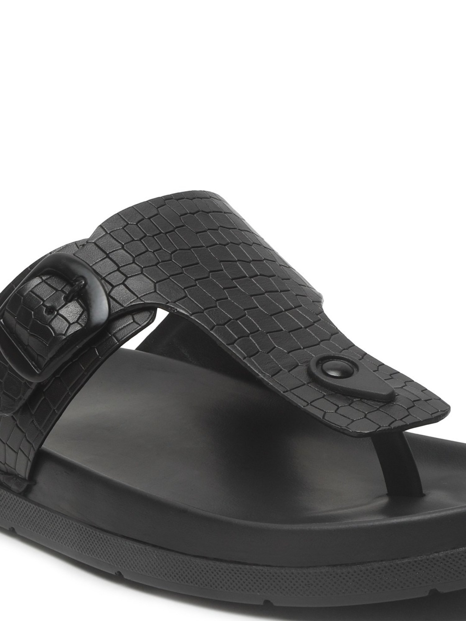 Teakwood Leathers Men's Black Thong Sandals