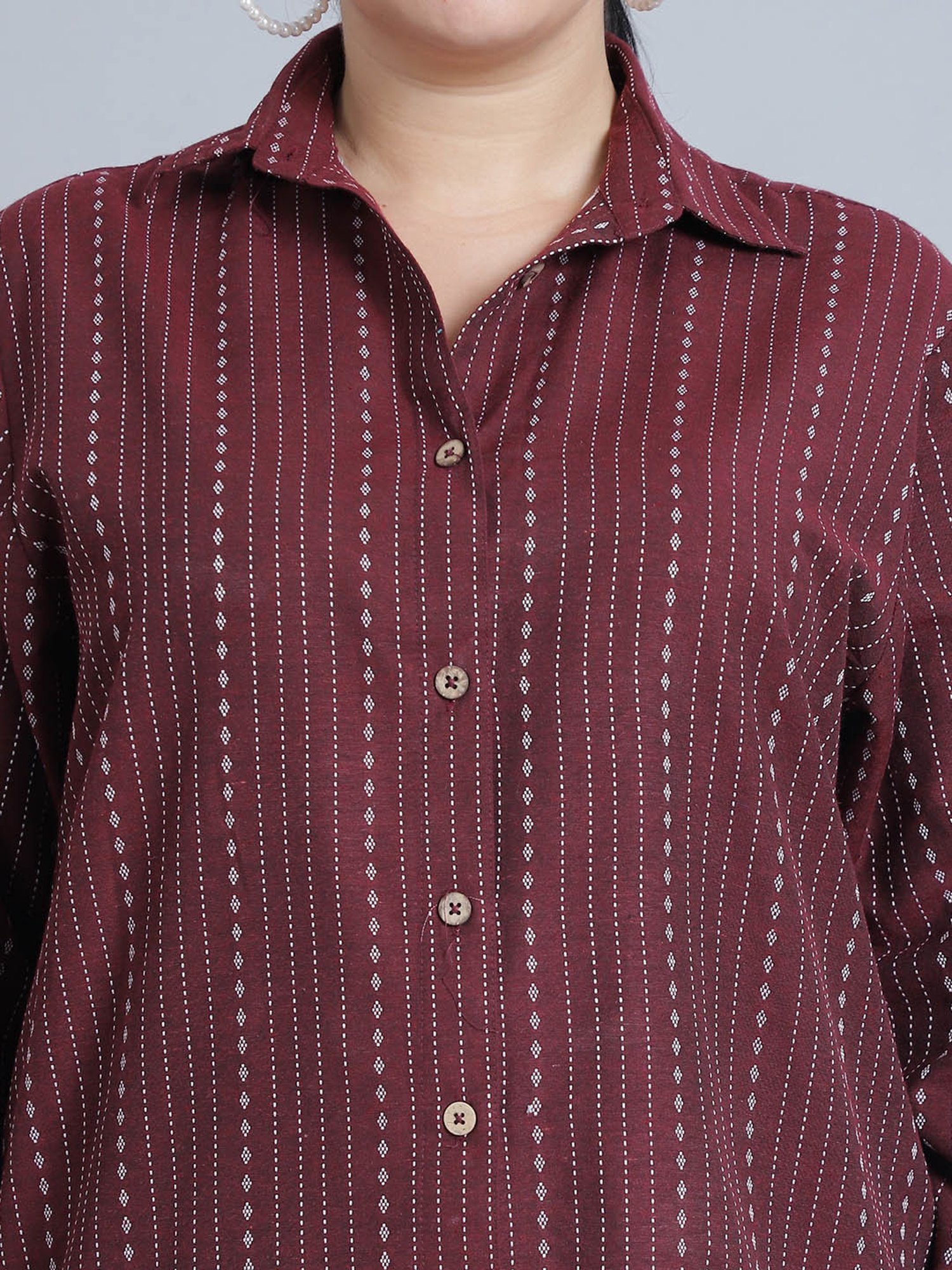 Moms Maternity Maroon Striped Plus Size Shirt