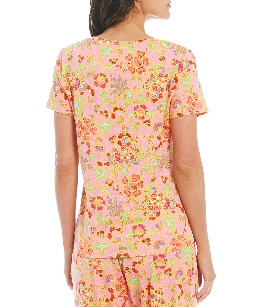 Sleep Sense Batik Floral Print Knit Coordinating Sleep Tee