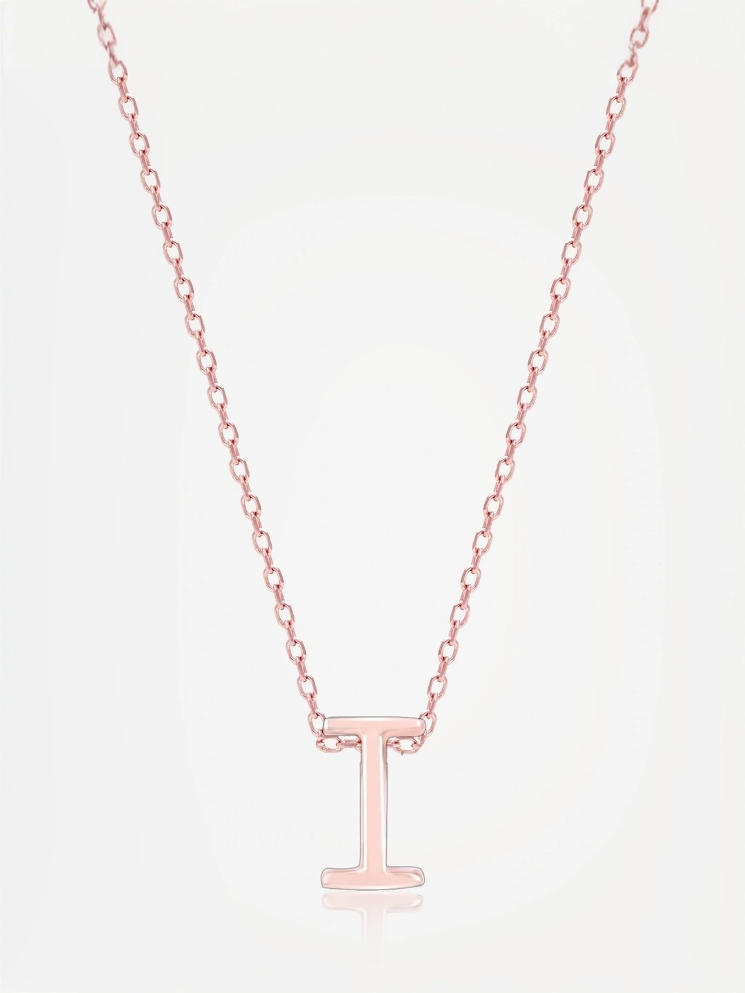 Touch925 Sterling Silver Infinite I Initial Rose Gold Chain Pendant