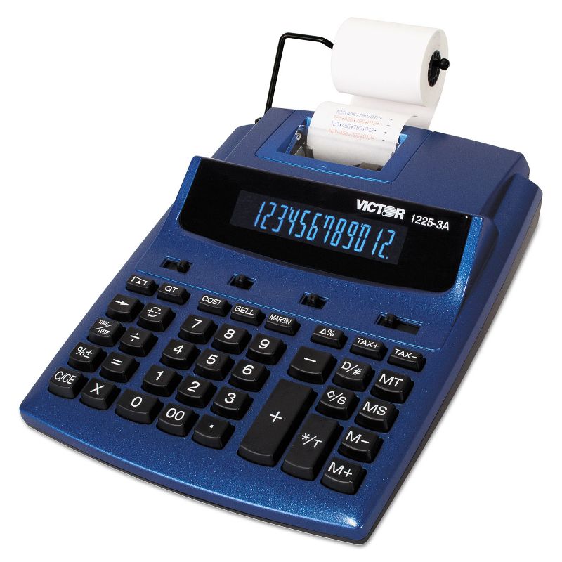 Victor 1225-3A Antimicrobial Two-Color Printing Calculator Blue/Red Print 3 Lines/Sec 12253A