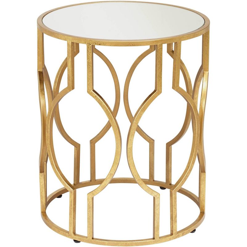 55 Downing Street Fara 20" Wide Gold and Mirrored Top Round End Table