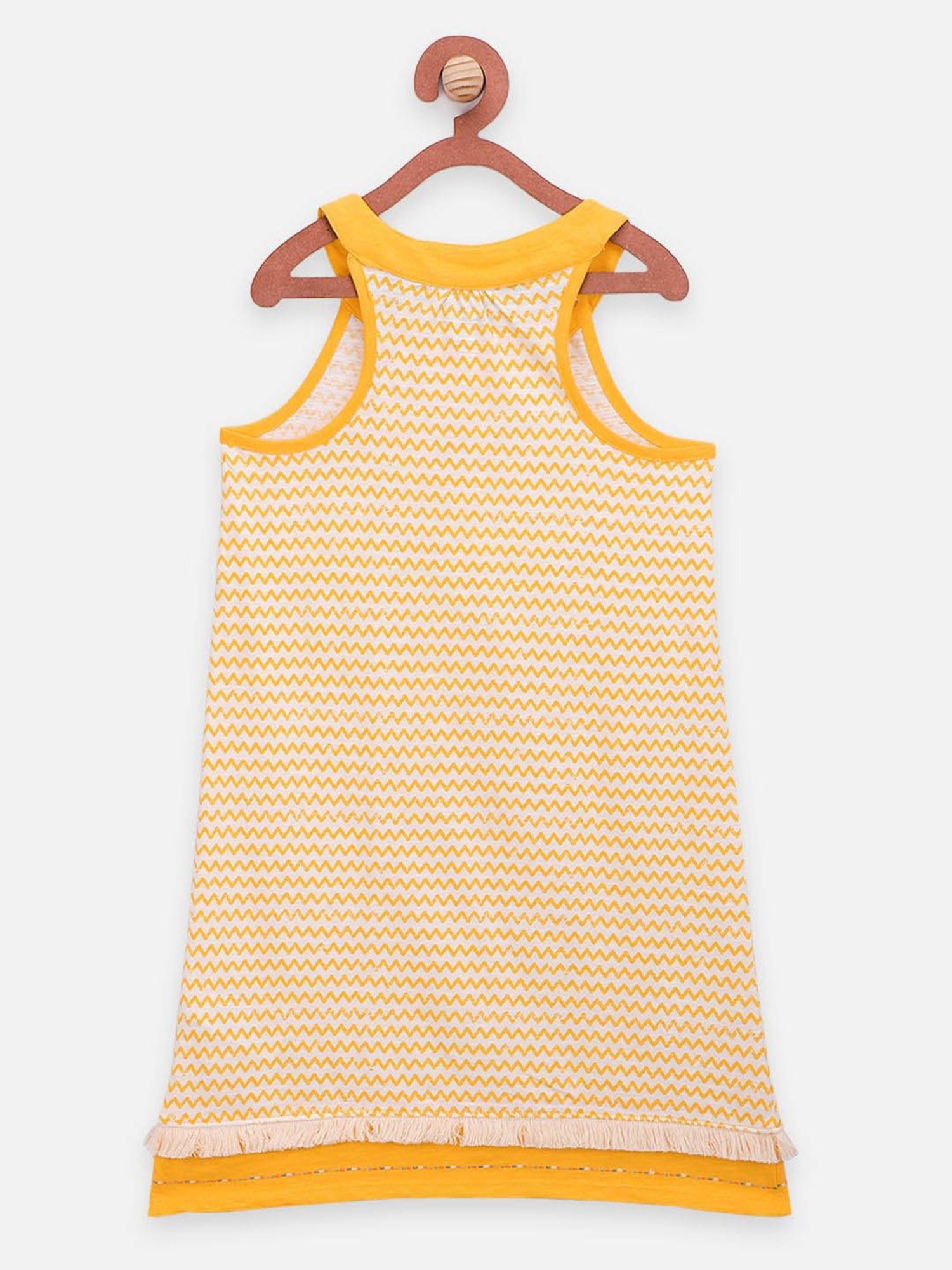 LilPicks Kids Yellow Cotton Printed Dress
