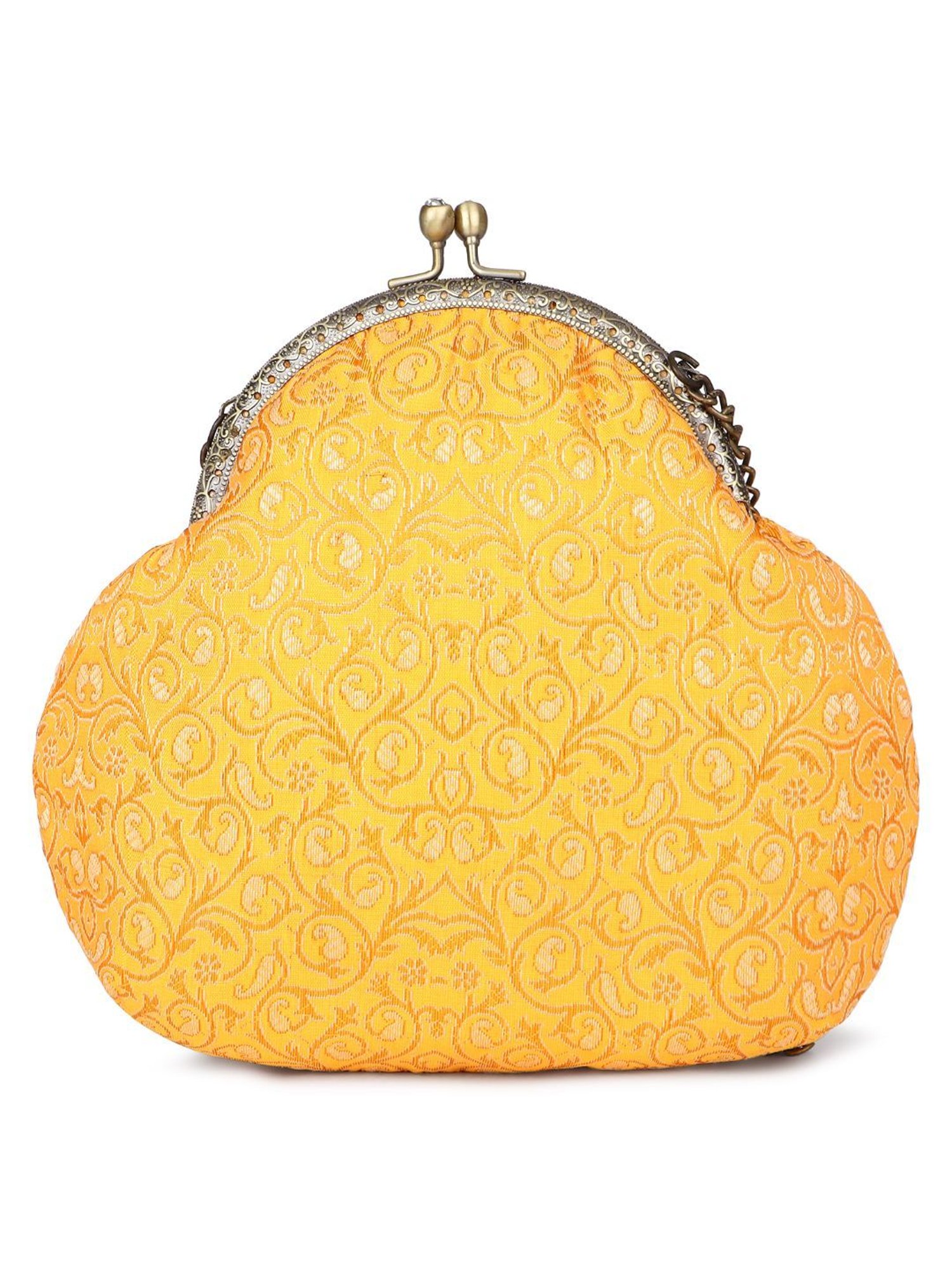 Tarini Nirula Araa Yellow Embroidered Small Clutch