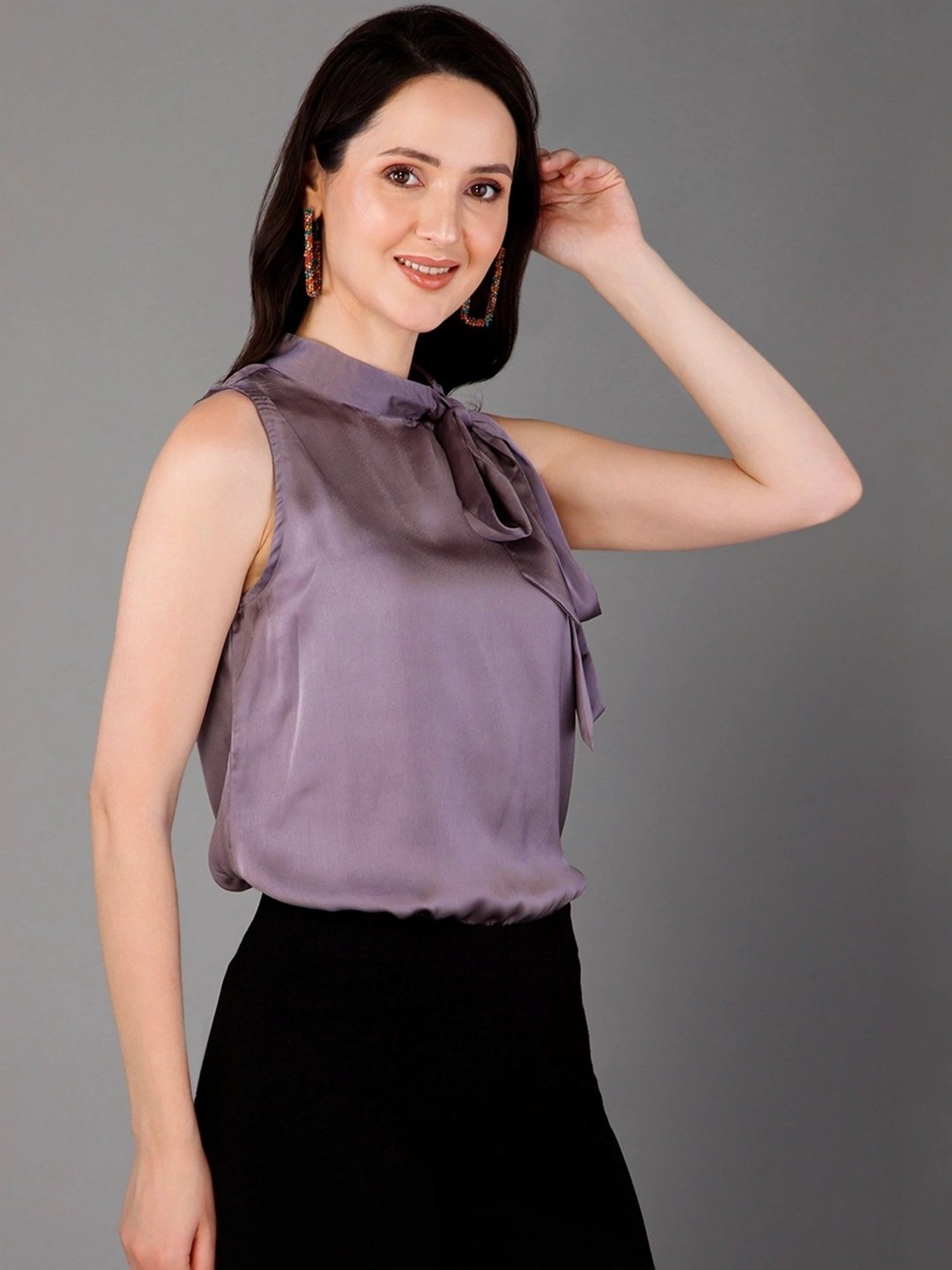 PURYS Purple Regular Fit Top