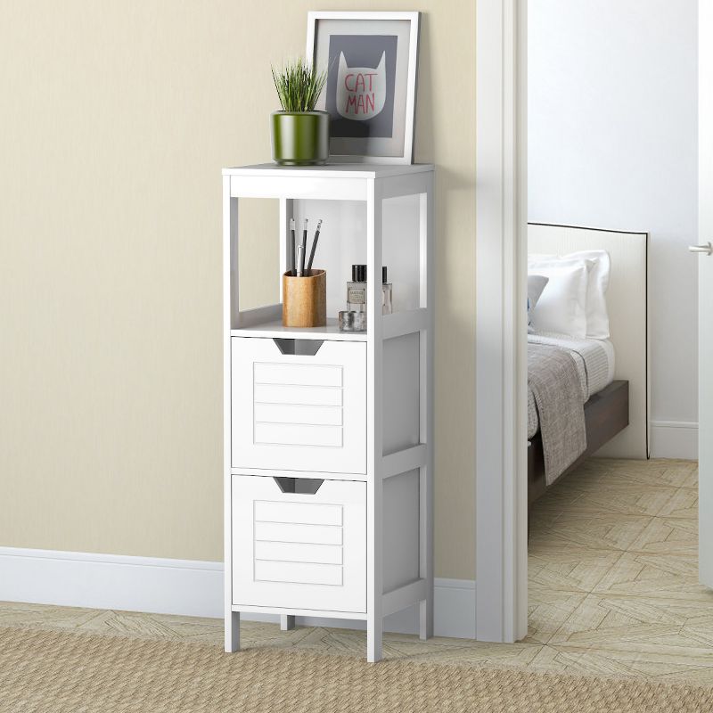 Costway Bathroom Wooden Floor Cabinet Multifunction Storage Rack Stand Organizer Bedroom