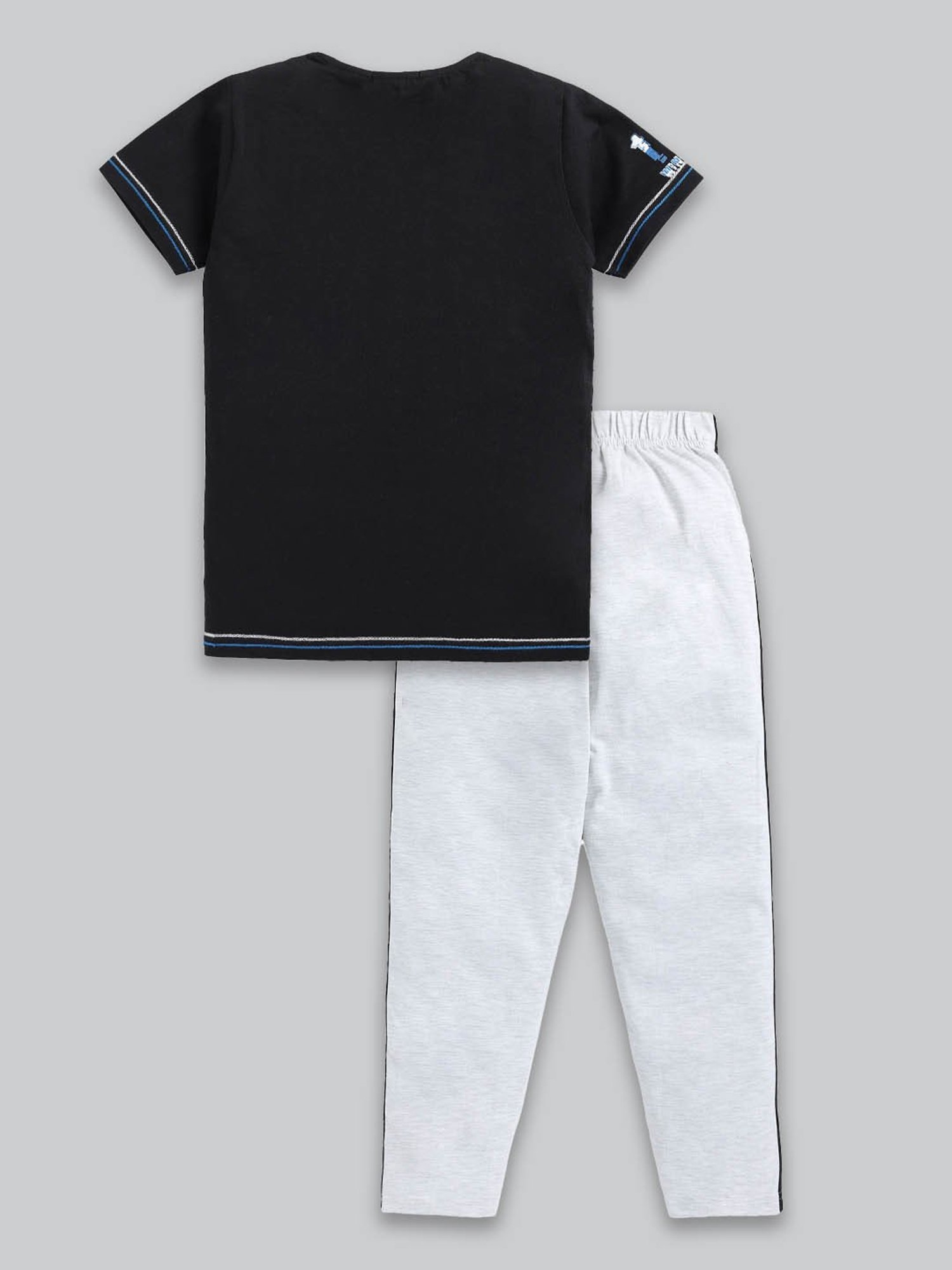 Todd N Teen Kids Black & Grey Graphic Print T-Shirt with Trackpants