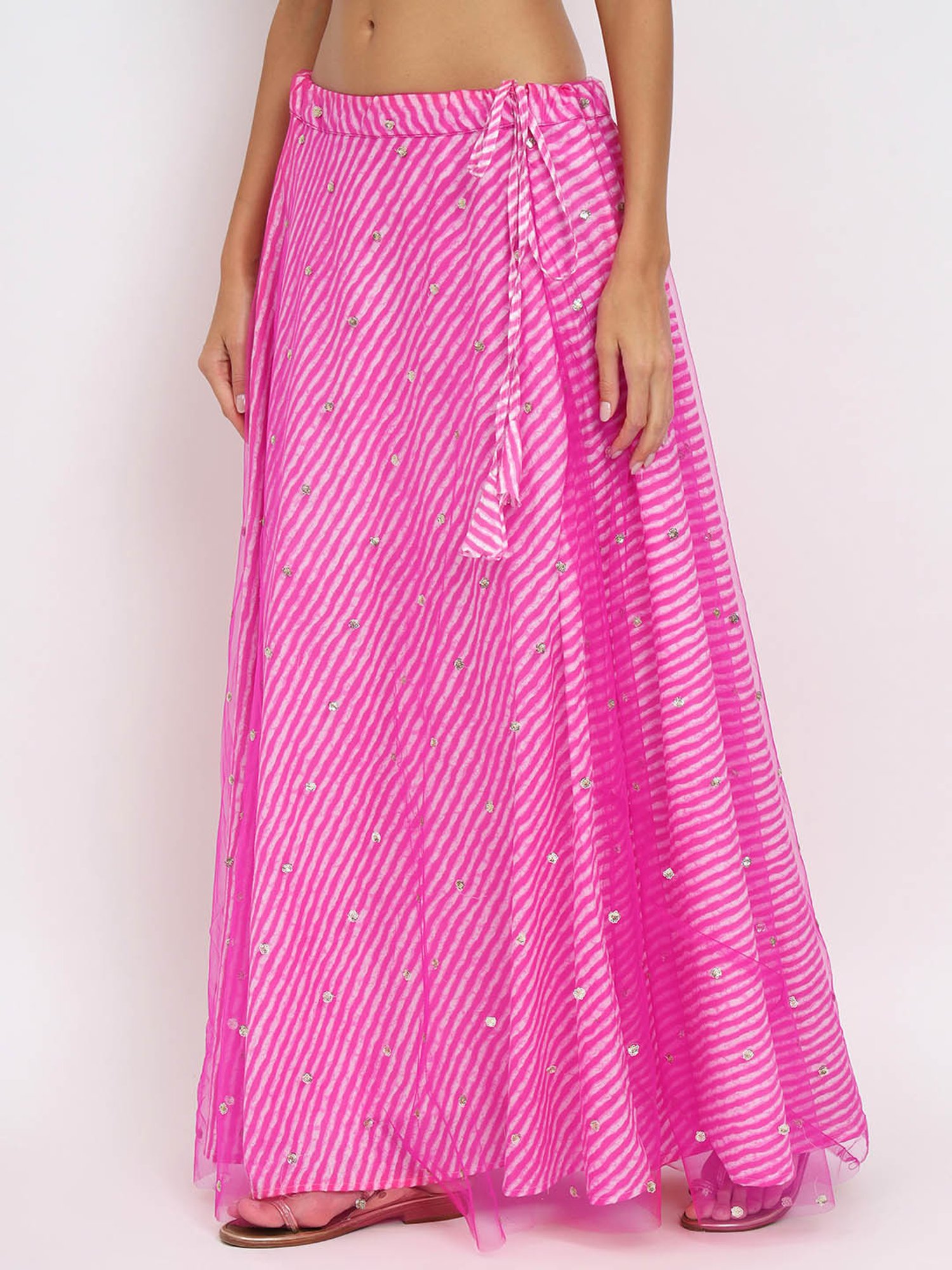 studiorasa Pink Net Printed Skirt